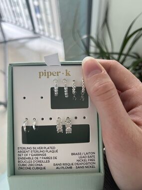 piper.k Sterling Silver Plated 4-Pair Earring Set in Silver -New